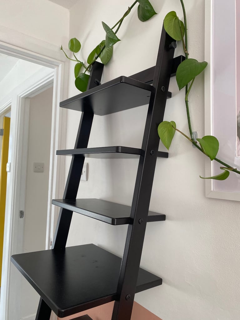 image for Leaning ladder style shelving unit - black 