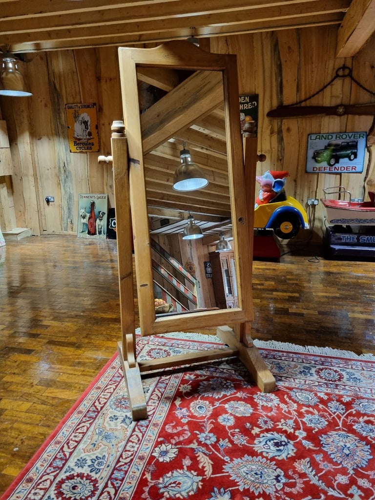 Large Plank Pine Standing Mirror 