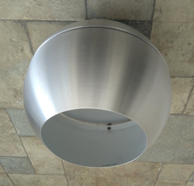 Ceiling pendant lamp shade brushed aluminium split sphere gloss white 