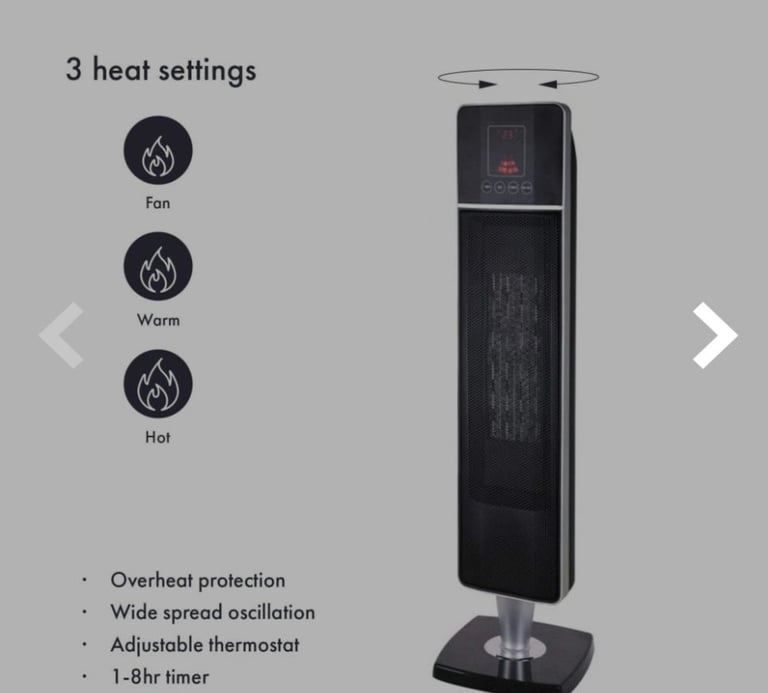 Jack Stonehouse Electric PTC Ceramic Fan Heater, 2000w Black