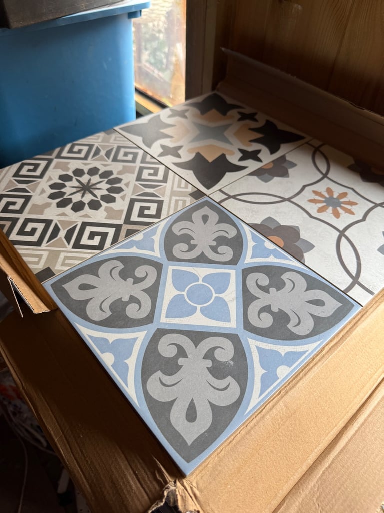 image for Stylish Loire Multicolour Matt Geometric Porcelain Tiles (450mm x 450mm)