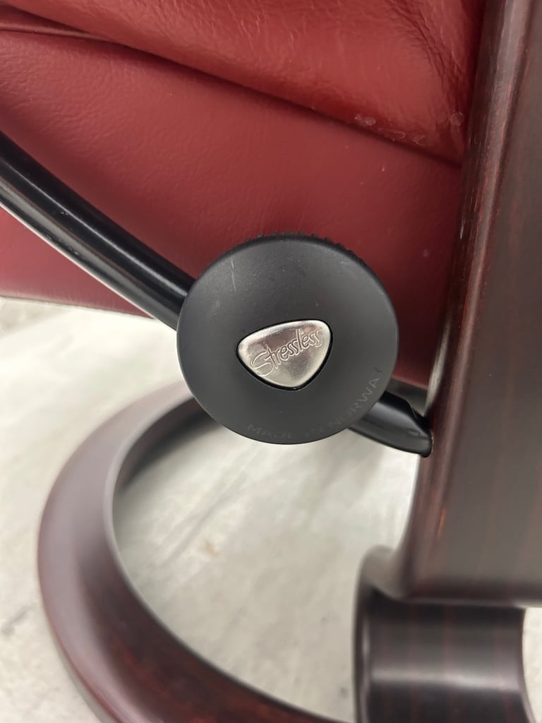 Ekornes Stressless Sunrise Recliner Red Leather Chair & Footstool - Medium Size