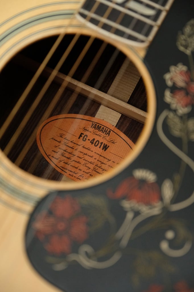 Vintage Yamaha FG-401W Acoustic Guitar with Original Case