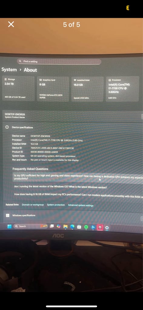  🖥️  I7 High End RGB Gaming PC 🖥️ Perfect Christmas gift 🎁