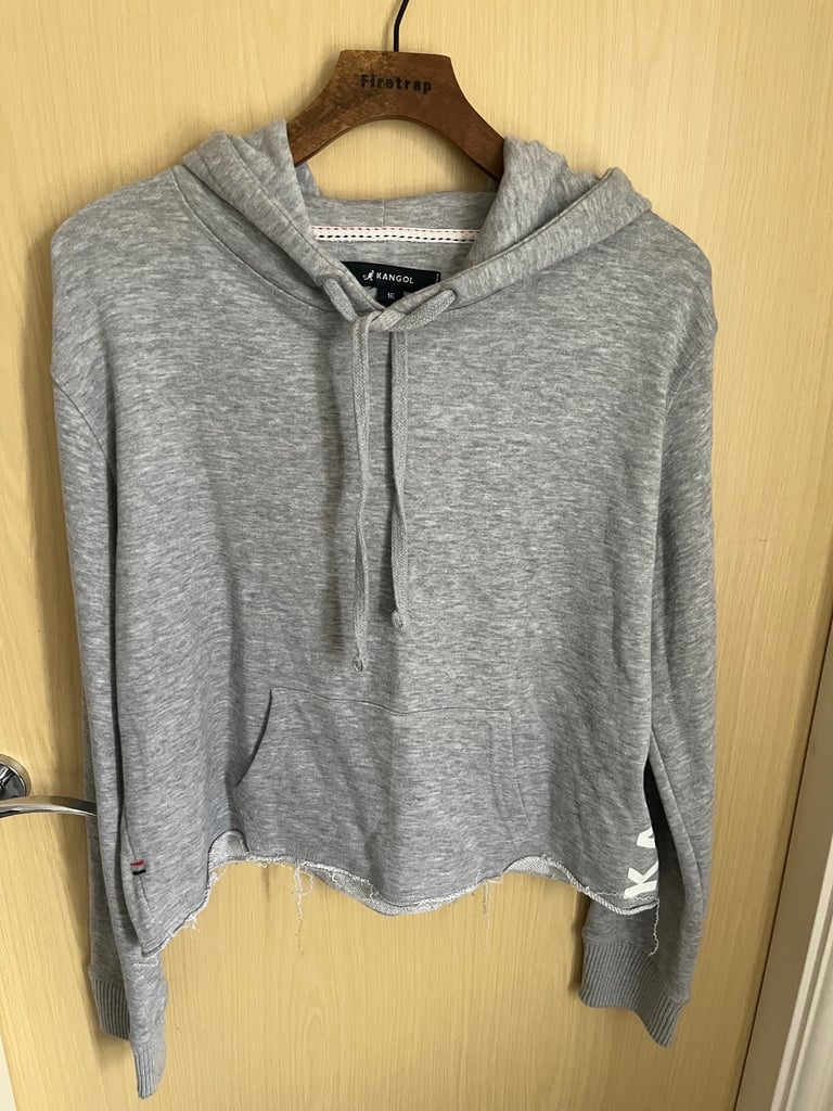 image for KANGOL GREY FRAYED HEM HOODIE SIZE 16