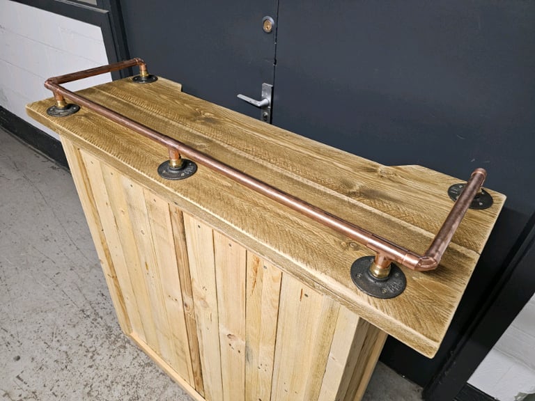 Rustic Reclaimed Wood & Copper Pipe Bar