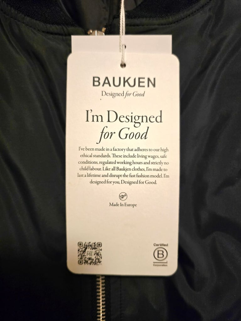 Baukjen Tegan Recycled Bomber Jacket Brand New With Tags 