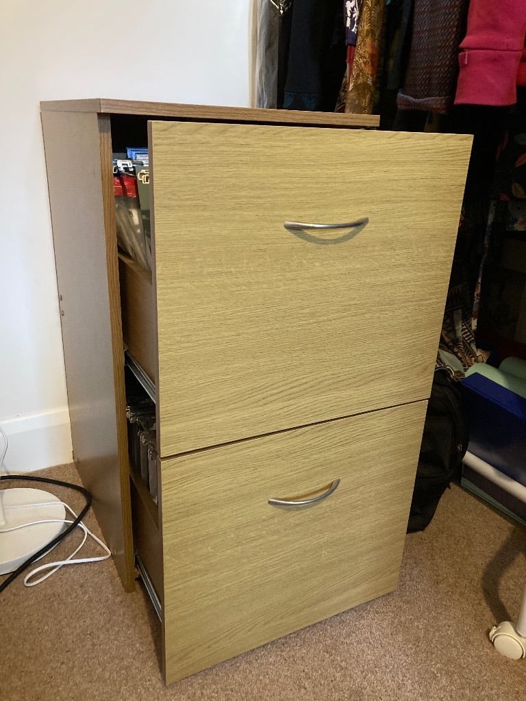 Two drawer filing cabinet wood effect in good condition | in Worcester,  Worcestershire | Gumtree