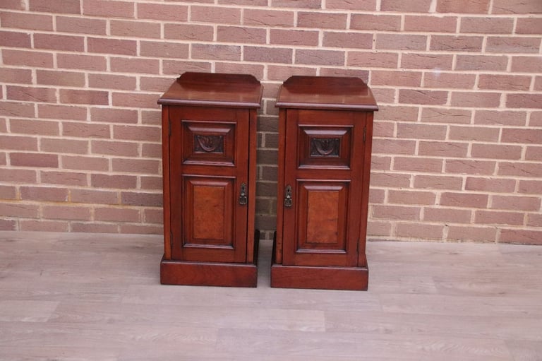 Pair of Antique Mahogany Bedside Cabinets / Pot Cupboards (UK Delivery)