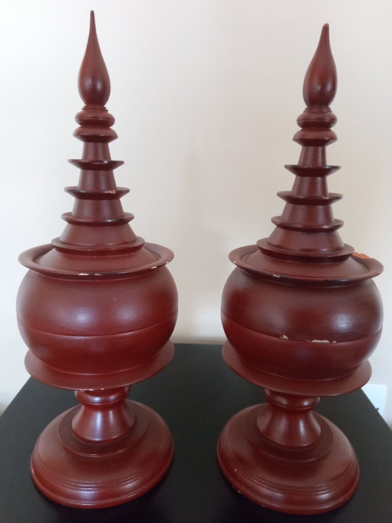 image for Pair of Burmese Lacquered offering vessels 