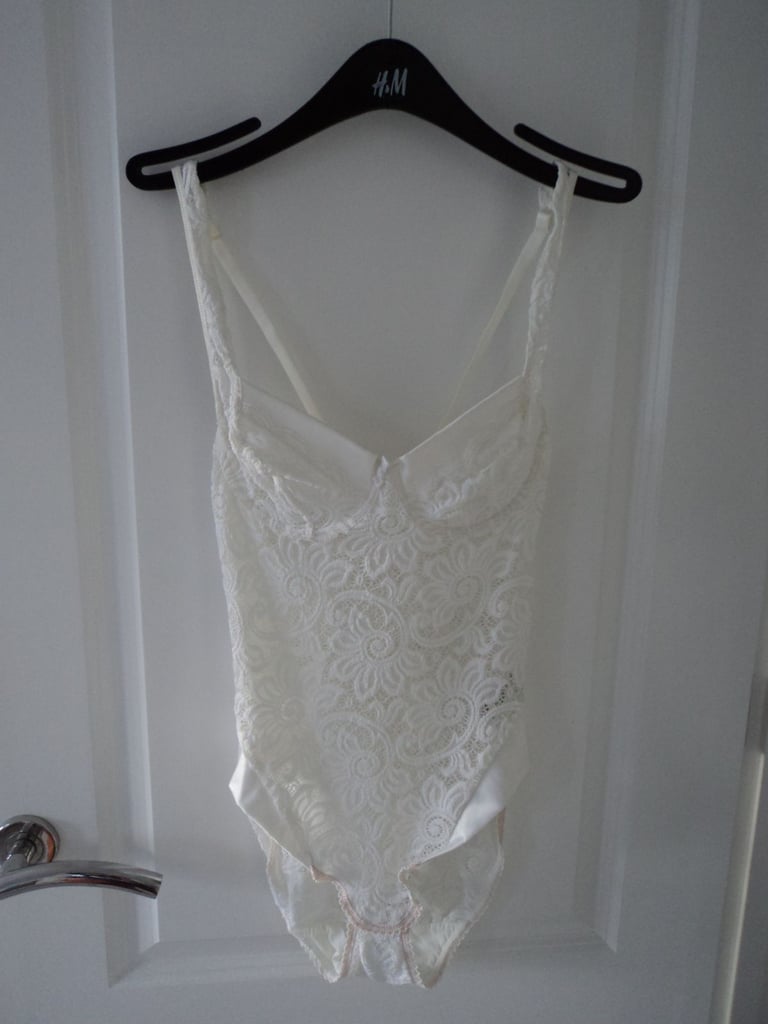 image for White/pink lacey Marks & Spencer lingerie teddy. BRAND NEW. 