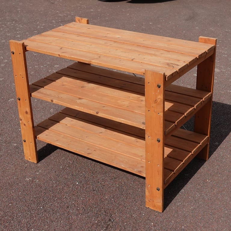 Ikea 3 Shelf Unit. Wooden Storage Cabinet Bedroom Shelves Garage Workbench Large