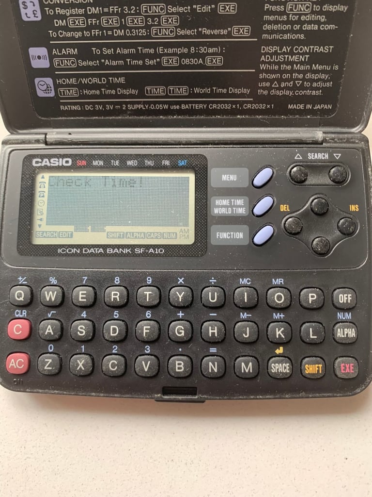 Collectable Casio SF-A10 Icon Data Bank Organizer - manual is missing.