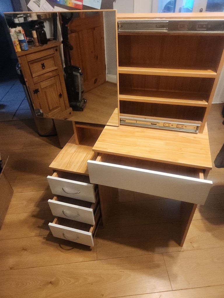 image for Dressing table with sliding mirror and storage drawers 