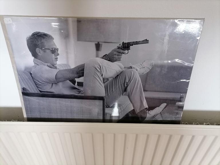 New. Retro Wall Art : Actor STEVE MQUEEN Iconic Black & White Poster. Factory Sealed. 