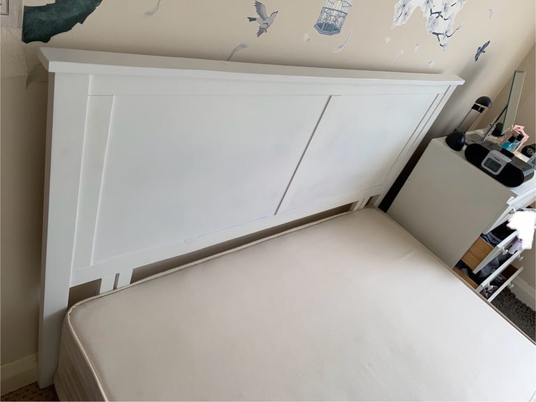 King-Size Bed + Headboard + IKEA Mattress + Chest of drawer