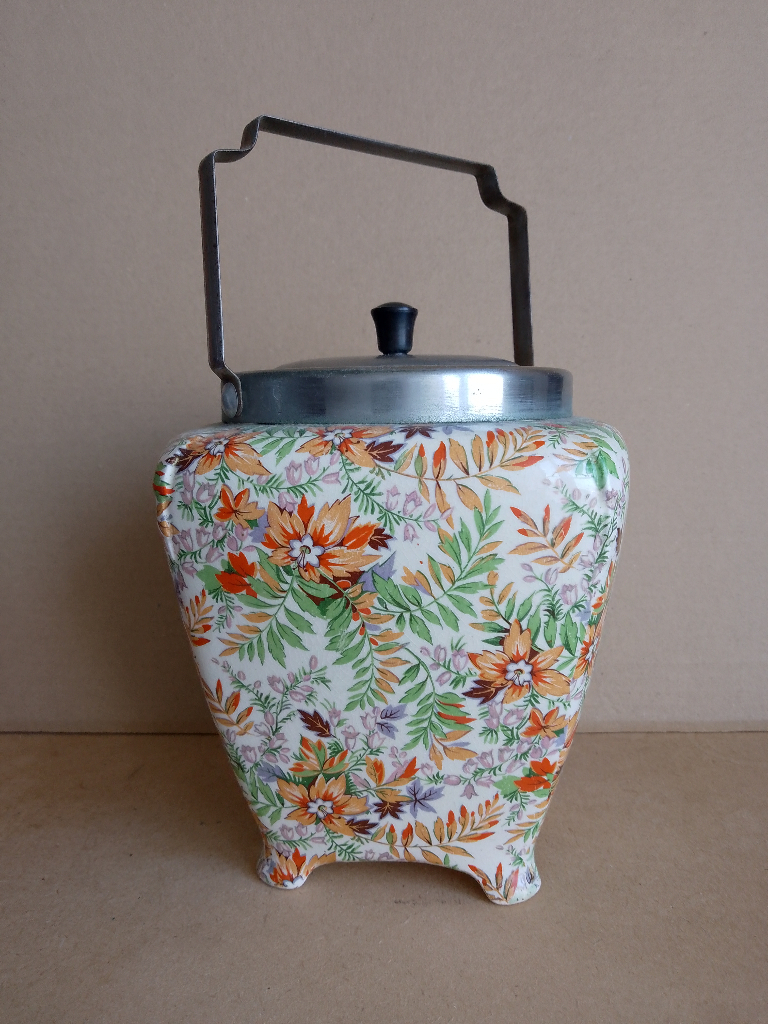 Antique Midwinter Biscuit Barrel in floral pattern. Good condition.  £14