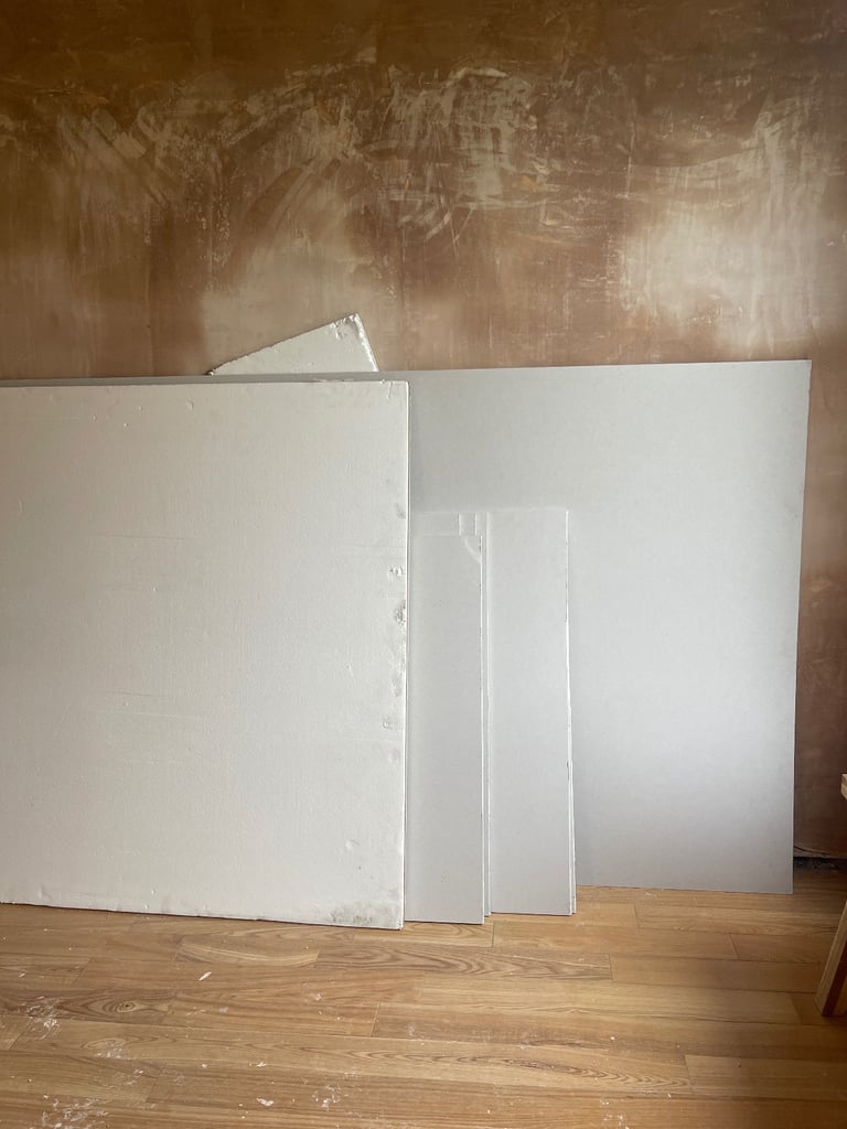 Full 9.5mm plaster board and part of insulated plasterboard