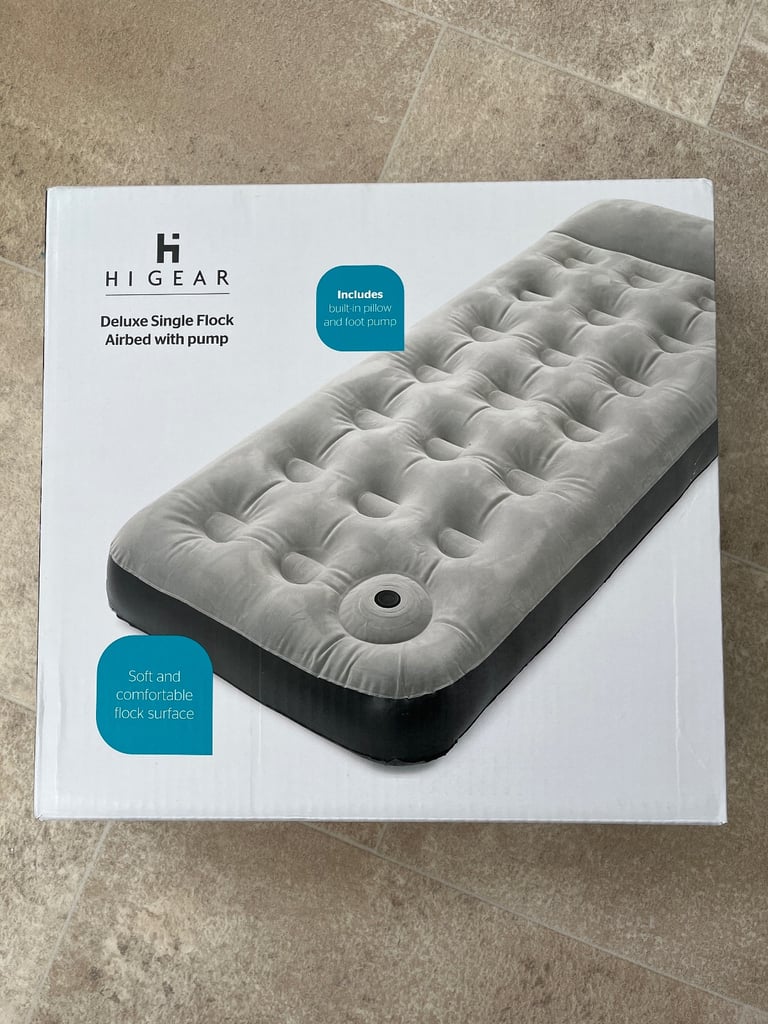 image for Brand New Deluxe Single Flock Airbed with Pump 