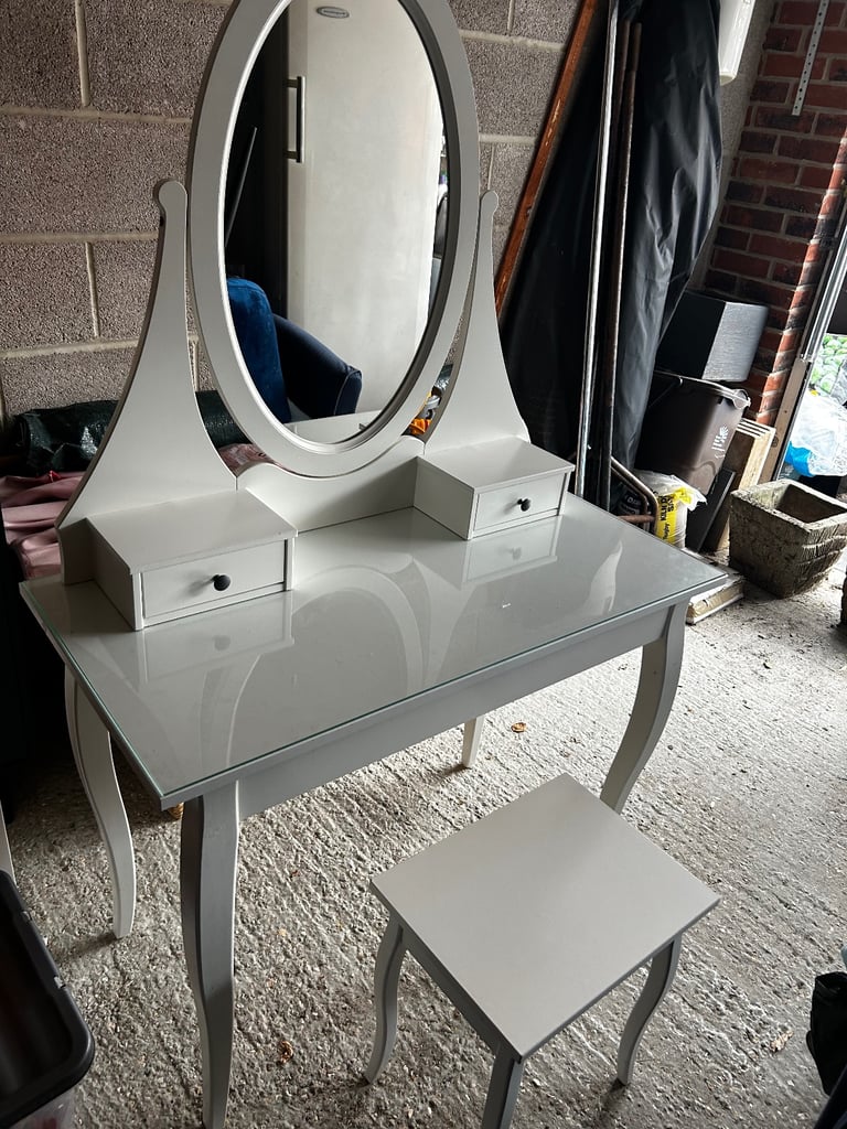 image for IKEA Hemnes Dressing Table with IKEA Tinius Stool - £50
