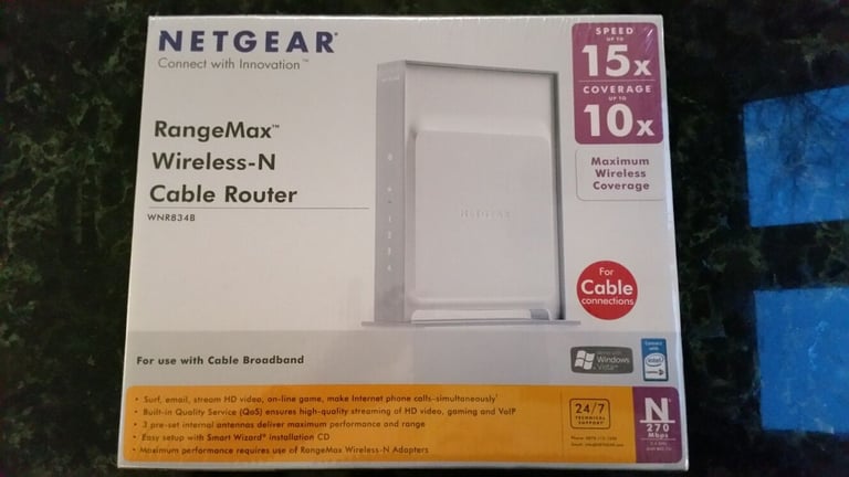 New Unopened Boxed Netgear Rangemax Wireless-N Cable Router