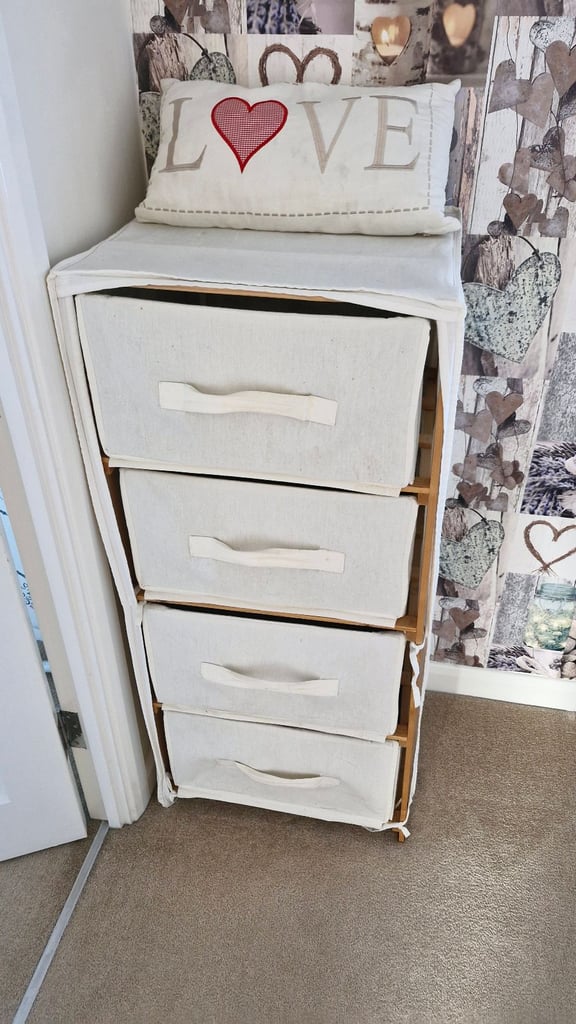 image for Fabric chest of drawers cream
