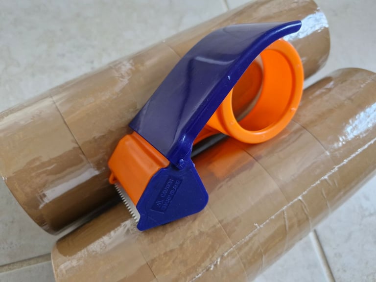 image for 6 rolls Brown Packing Tape with Dispenser NEW