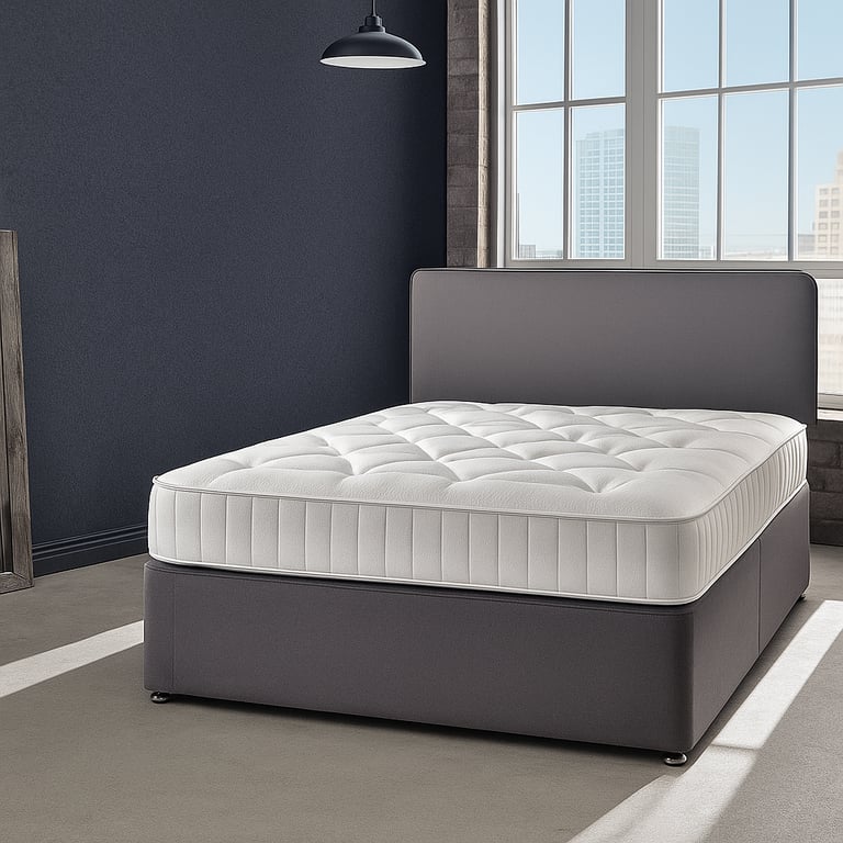 image for Stylish Upholstered Divan Bed with Storage Ideal for Small Double or King Bedrooms