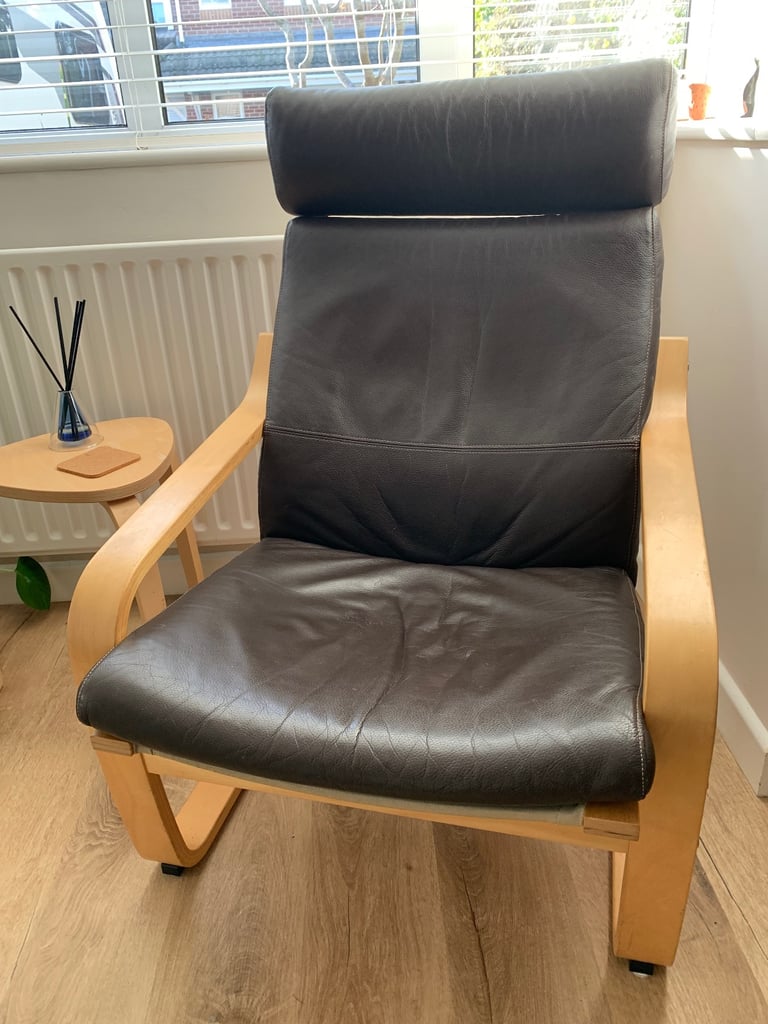 image for IKEA Poang Chair - brown leather