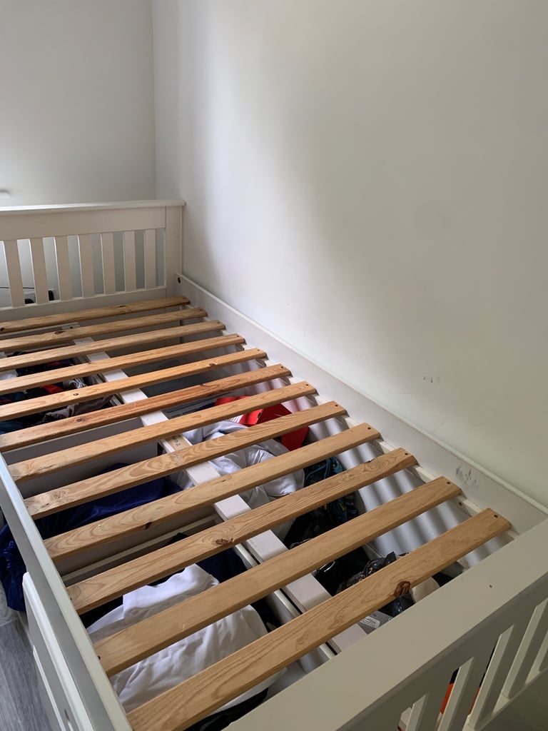 White wooden midi sleeper with drawer storage x 2