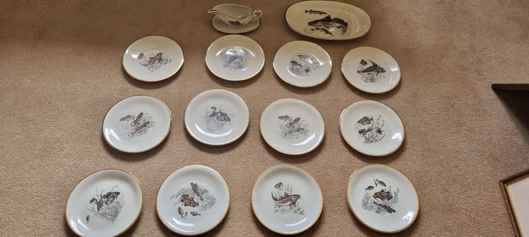 Vintage Waechtersbach Fish Dinner Set – Mid-Century German Porcelain
