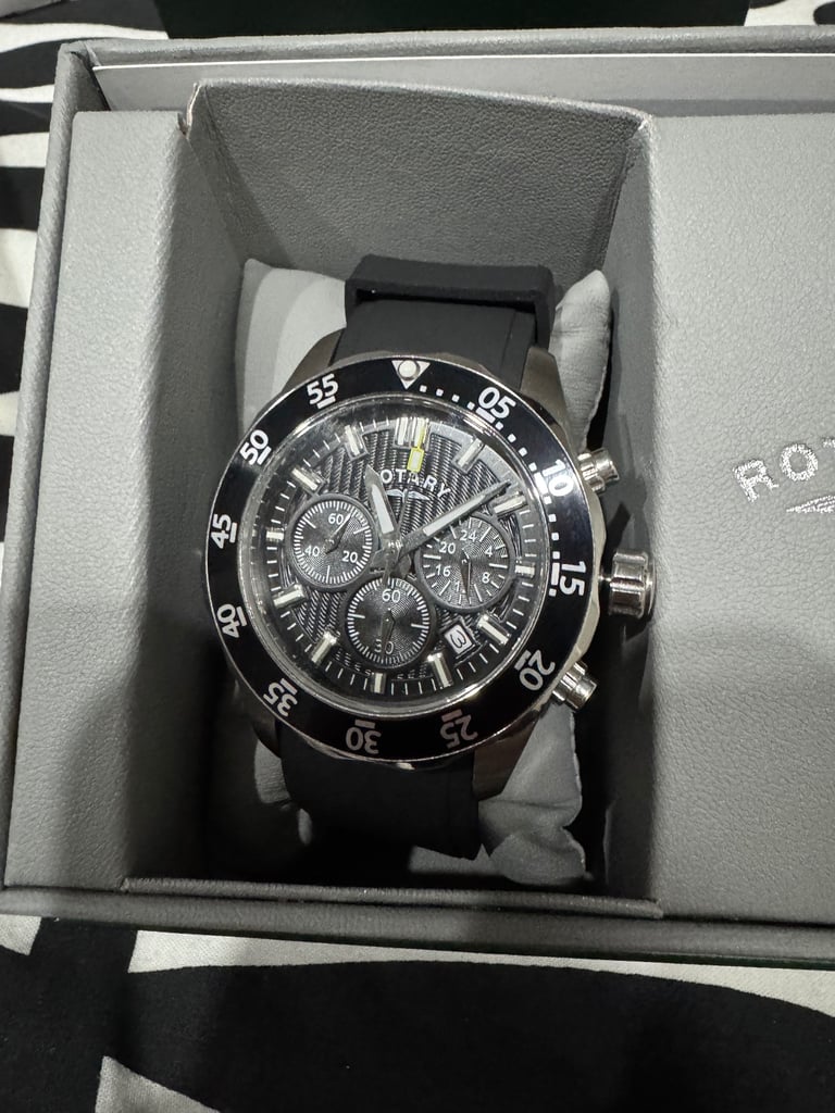 image for Rotary Men's Chronograph Black Rubber Strap Watch