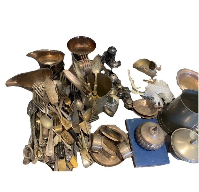 Joblot Silver Pewter Metalware Gold Plated Spoon Vintage Antique Car Boot