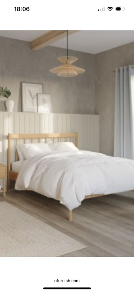 M&S Newark Spindle Double Bed Frame 4ft 6in Ex-Display OAK **will be open to reasonable offers**