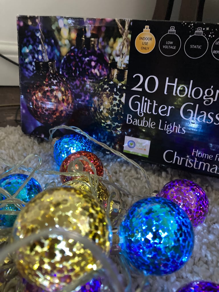 image for 2 sets of glass glitter bauble Christmaslights from B&Q
