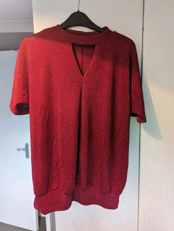 Sparkly Red Cold Shoulder Top - M&Co, Size 12 | in Plymouth, Devon ...