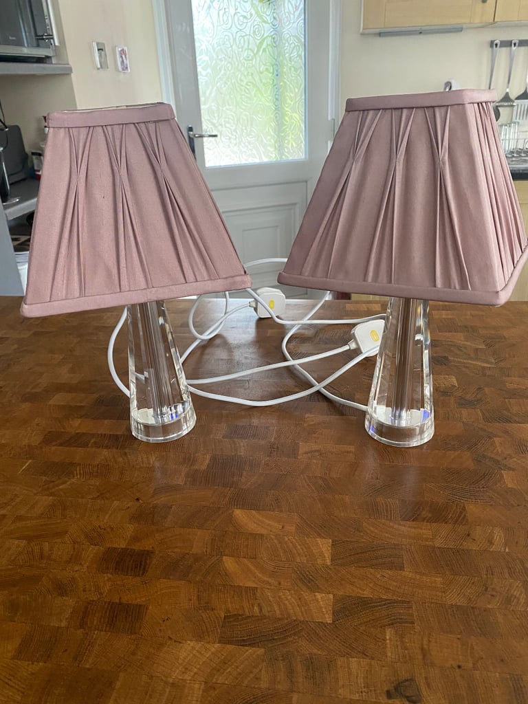 Laura Ashley Crystal Table Lamp Base With A Pleated Lampshade 