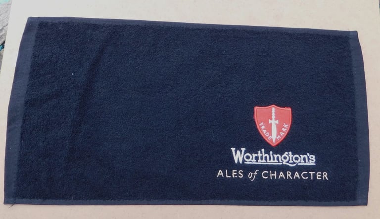 Worthington Pub Bar Towel with Embroidered Logo. 100 % Cotton.