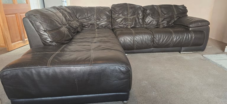 Large corner leather sofology couch with chair FREE TO GOOD HOME 