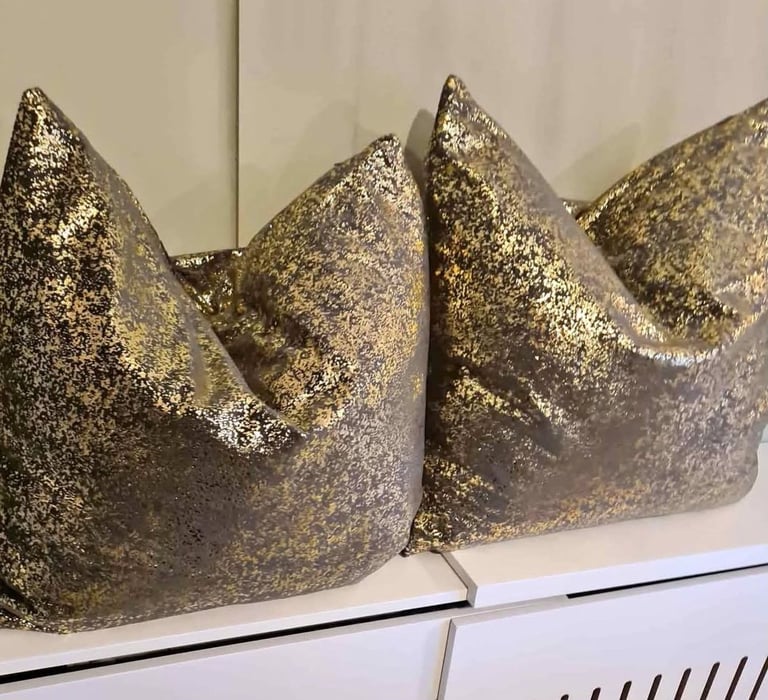 image for Bronze soft suede feathered cushions x 2 