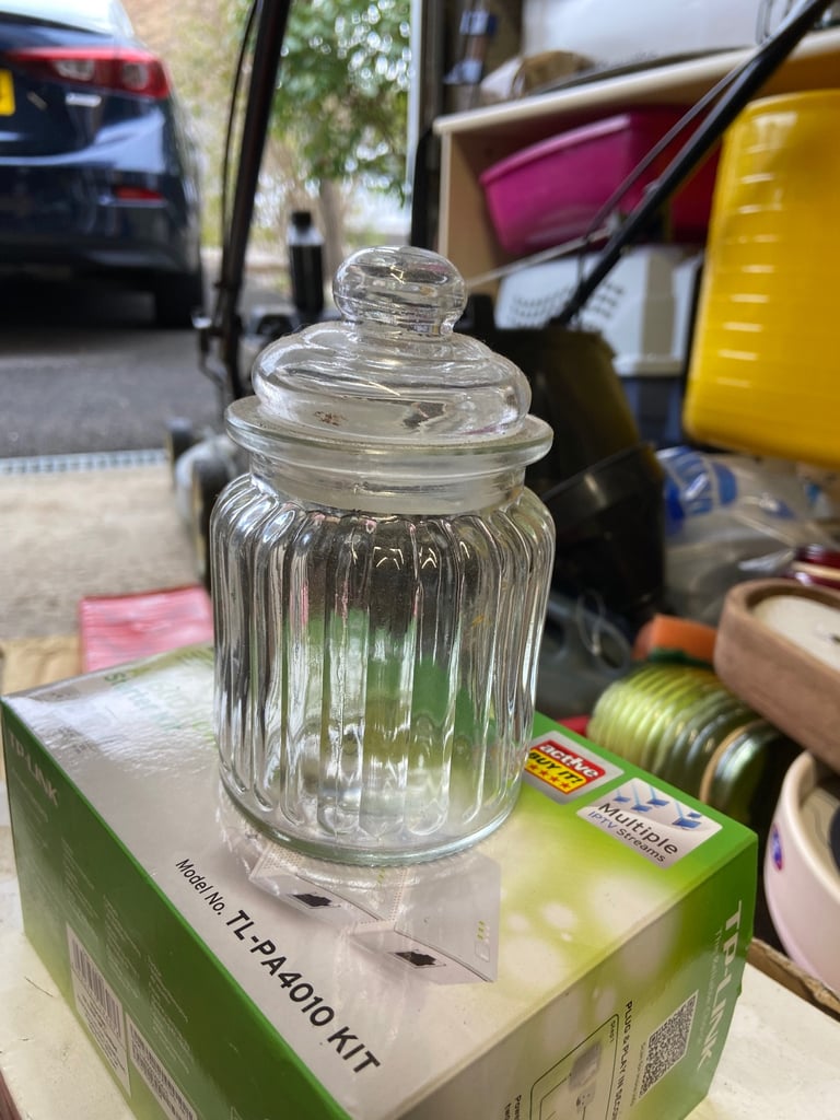 12 Glass storage jars