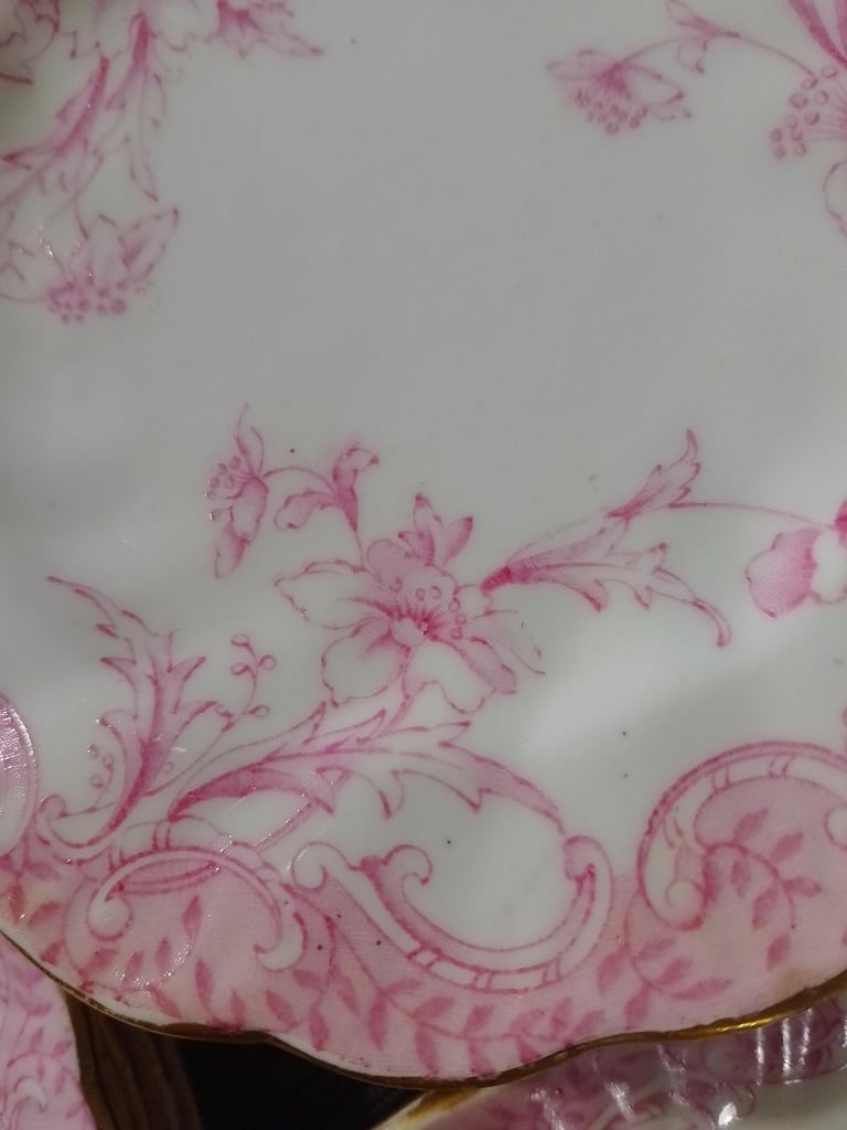 Pink/White floral design plates