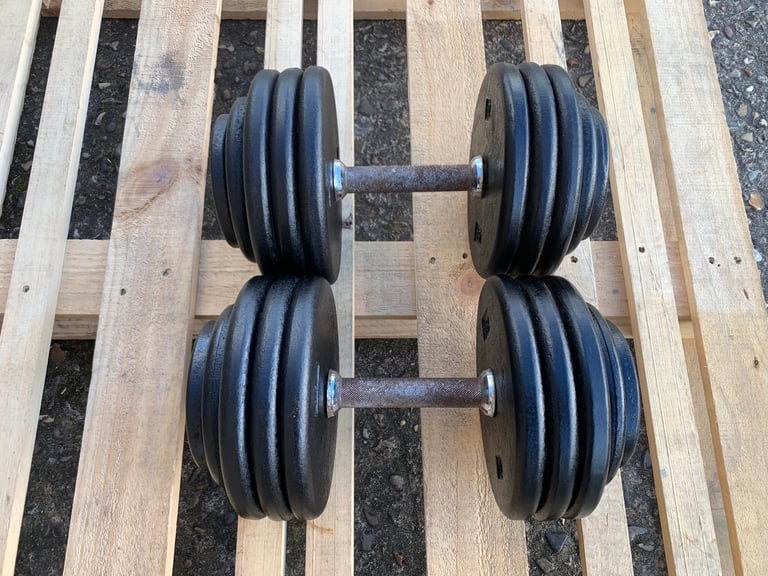 2 x 37.5kg Cast Iron Dumbbells
