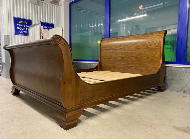 Sleigh Dark King Size Bed Frame