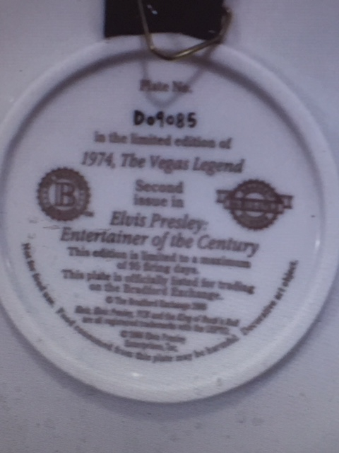 RARE: Elvis Guitar Plate '1974 The Superstar' Entertainer of Century *AS NEW*