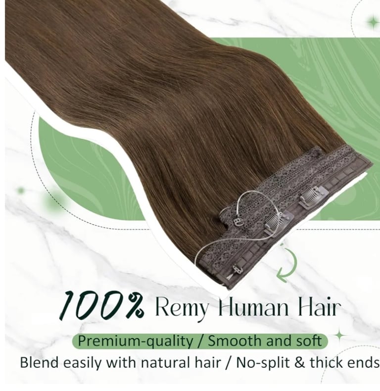 RUNATURE Secret Wire Hair Extensions Real Human Hair Brown Wire Extensions Remy Fish