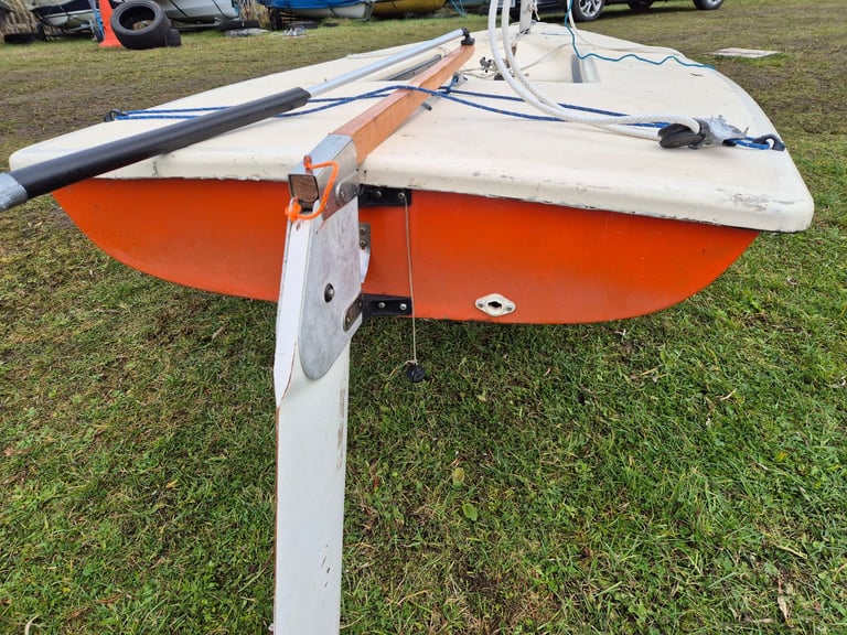 Laser sailing dinghy with launching trolley