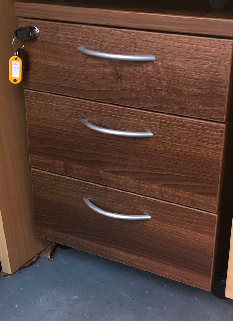 Mahogany effect office lockable drawers