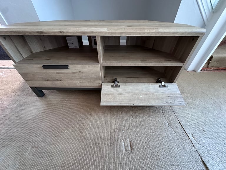 NEXT Light Oak Corner TV unit and Matching Nest of Tables