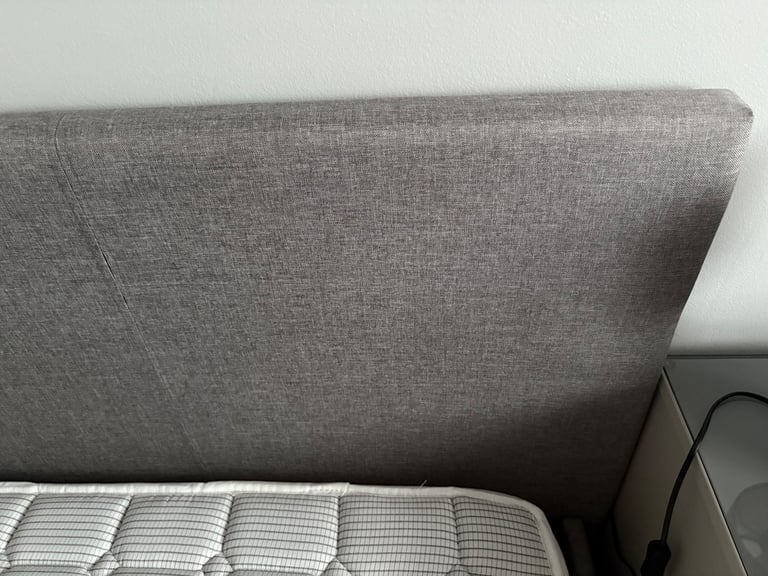 Grey modern king size bed frame with mattress 